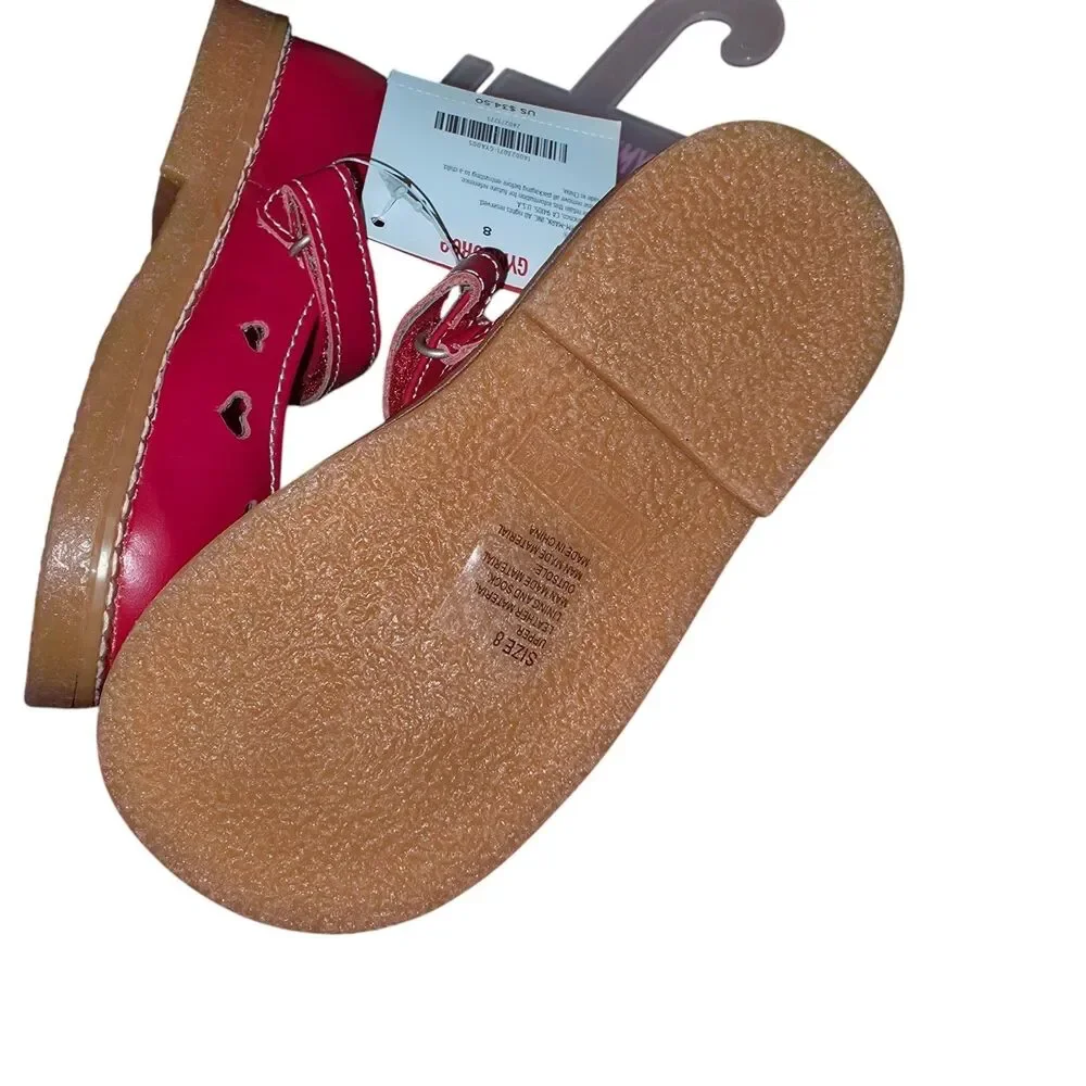Vintage Gymboree Mary Jane Dress Shoes Size 8 Red Heart Cut Outs New With Tags